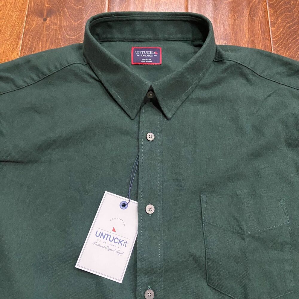 UNTUCKit Casual Sherwood Hunter Green L/S Button Up Shirt NWT Men's Size XXL - Picture 2 of 8